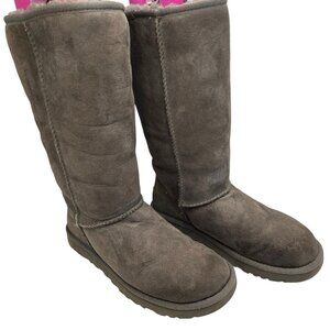UGG Australia Classic II Tall Shearling Suede Winter Boots Women Size 7 Gray